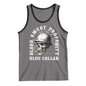 Skull Smoking Tank Top Blood Sweat Profanity Blue Collar TS14 Deep Heather Black Print Your Wear