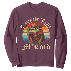Funny Frog Autism Sweatshirt T'was The 'Tism M'Lord TS14 Maroon Print Your Wear