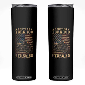 Route Highway 66 Turn 100 I Turn 50 Skinny Tumbler Vintage 1976 Road Sign Motorcycle Lover 50th Birthday Gift