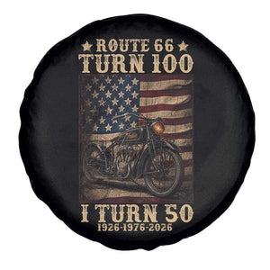 Route Highway 66 Turn 100 I Turn 50 Spare Tire Cover Vintage 1976 Road Sign Motorcycle Lover 50th Birthday Gift