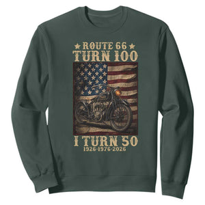 Route Highway 66 Turn 100 I Turn 50 Sweatshirt Vintage 1976 Road Sign Motorcycle Lover 50th Birthday Gift