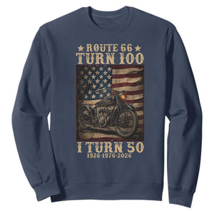 Route Highway 66 Turn 100 I Turn 50 Sweatshirt Vintage 1976 Road Sign Motorcycle Lover 50th Birthday Gift