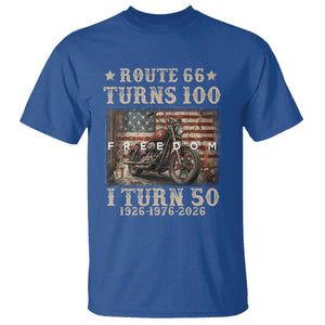 Route Highway 66 Turn 100 I Turn 50 T Shirt Vintage 1976 Road Sign American Freedom Motorcycle Rider 50th Birthday Gift
