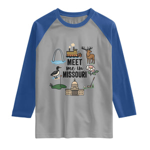 Meet Me in Missouri State Map Souvenir Raglan Shirt