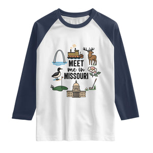 Meet Me in Missouri State Map Souvenir Raglan Shirt