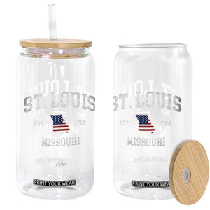 St. Louis Missouri MO Glass Can Vintage American Flag Missouri State