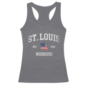 St. Louis Missouri MO Racerback Tank Top Vintage American Flag Missouri State