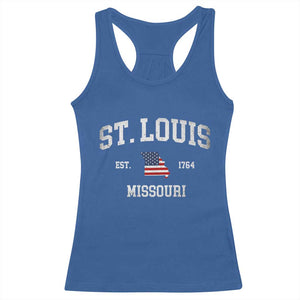 St. Louis Missouri MO Racerback Tank Top Vintage American Flag Missouri State