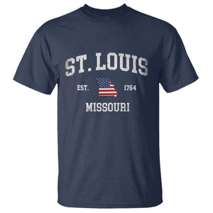 St Louis Missouri MO T Shirt Vintage American Flag Missouri State