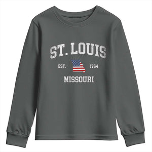 St Louis Missouri MO Youth Sweatshirt Vintage American Flag Missouri State