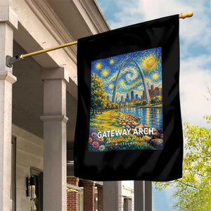 Gateway Arch National Park Van Gogh Style Starry Night Garden Flag St Louis Missouri Travel Souvenir Gift