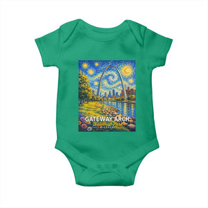 Gateway Arch National Park Van Gogh Style Starry Night Baby Onesie St Louis Missouri Travel Souvenir Gift