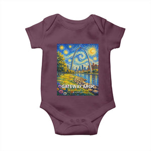 Gateway Arch National Park Van Gogh Style Starry Night Baby Onesie St Louis Missouri Travel Souvenir Gift