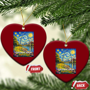 Gateway Arch National Park Van Gogh Style Starry Night Ceramic Ornament St Louis Missouri Travel Souvenir Gift