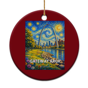 Gateway Arch National Park Van Gogh Style Starry Night Ceramic Ornament St Louis Missouri Travel Souvenir Gift
