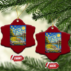 Gateway Arch National Park Van Gogh Style Starry Night Ceramic Ornament St Louis Missouri Travel Souvenir Gift