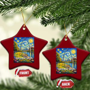Gateway Arch National Park Van Gogh Style Starry Night Ceramic Ornament St Louis Missouri Travel Souvenir Gift