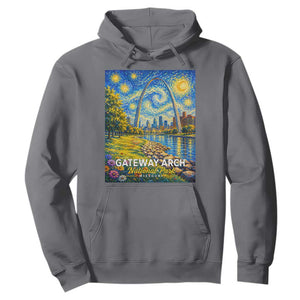 Gateway Arch National Park Van Gogh Style Starry Night Hoodie St Louis Missouri Travel Souvenir Gift