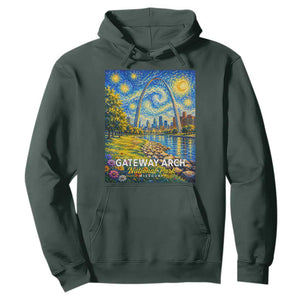 Gateway Arch National Park Van Gogh Style Starry Night Hoodie St Louis Missouri Travel Souvenir Gift