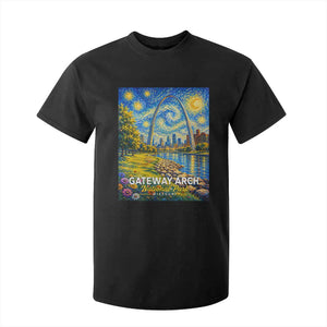 Gateway Arch National Park Van Gogh Style Starry Night T Shirt For Kid St Louis Missouri Travel Souvenir Gift