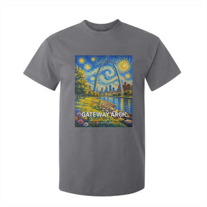 Gateway Arch National Park Van Gogh Style Starry Night T Shirt For Kid St Louis Missouri Travel Souvenir Gift