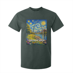 Gateway Arch National Park Van Gogh Style Starry Night T Shirt For Kid St Louis Missouri Travel Souvenir Gift