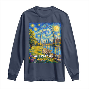 Gateway Arch National Park Van Gogh Style Starry Night Long Sleeve Shirt St Louis Missouri Travel Souvenir Gift