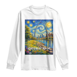 Gateway Arch National Park Van Gogh Style Starry Night Long Sleeve Shirt St Louis Missouri Travel Souvenir Gift