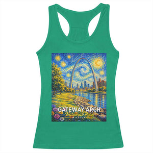 Gateway Arch National Park Van Gogh Style Starry Night Racerback Tank Top St Louis Missouri Travel Souvenir Gift