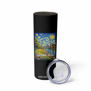 Gateway Arch National Park Van Gogh Style Starry Night Skinny Tumbler St Louis Missouri Travel Souvenir Gift