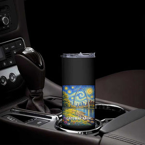 Gateway Arch National Park Van Gogh Style Starry Night Skinny Tumbler St Louis Missouri Travel Souvenir Gift