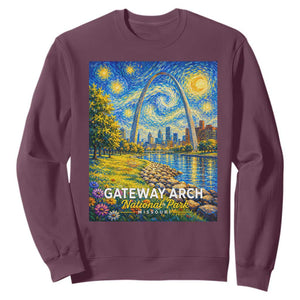 Gateway Arch National Park Van Gogh Style Starry Night Sweatshirt St Louis Missouri Travel Souvenir Gift