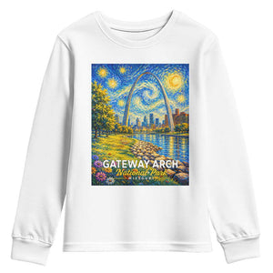 Gateway Arch National Park Van Gogh Style Starry Night Youth Sweatshirt St Louis Missouri Travel Souvenir Gift