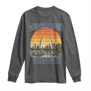 Gateway Arch National Park Long Sleeve Shirt Retro St Louis Missouri Travel Souvenir Nature Gift TS14 Dark Heather Print Your Wear