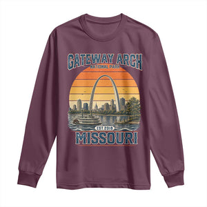 Gateway Arch National Park Long Sleeve Shirt Retro St Louis Missouri Travel Souvenir Nature Gift TS14 Maroon Print Your Wear