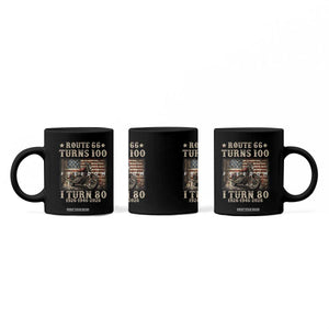 Route Highway 66 Turns 100 I Turn 80 Coffee Mug Vintage 1946 American Freedom Motorcycle Lover 80th Birthday Gift