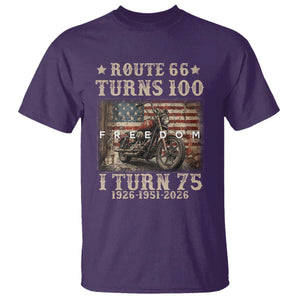 Route Highway 66 Turns 100 I Turn 75 T Shirt Vintage 1951 American Freedom Motorcycle Lover 75th Birthday Gift