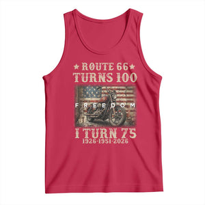 Route Highway 66 Turns 100 I Turn 75 Tank Top Vintage 1951 American Freedom Motorcycle Lover 75th Birthday Gift
