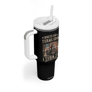 Route Highway 66 Turns 100 I Turn 75 Tumbler With Handle Vintage 1951 American Freedom Motorcycle Lover 75th Birthday Gift
