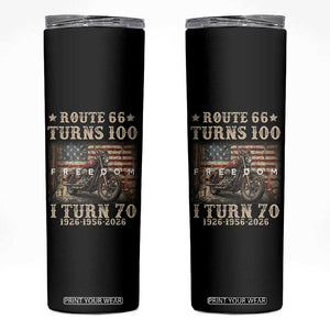 Route Highway 66 Turns 100 I Turn 70 Skinny Tumbler Vintage 1956 American Freedom Motorcycle Lover 70th Birthday Gift