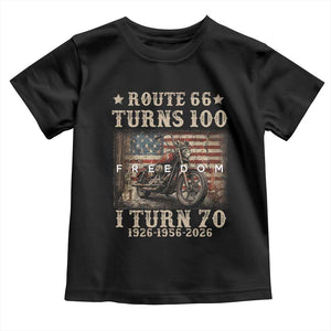 Route Highway 66 Turns 100 I Turn 70 Toddler T Shirt Vintage 1956 American Freedom Motorcycle Lover 70th Birthday Gift