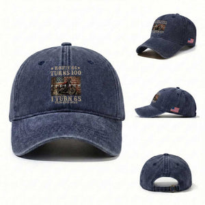Route Highway 66 Turns 100 I Turn 65 Washed Cotton Baseball Cap Vintage 1961 American Freedom Motorcycle Lover 65th Birthday Gift