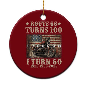 Route Highway 66 Turns 100 I Turn 60 Ceramic Ornament Vintage 1966 American Freedom Motorcycle Lover 60th Birthday Gift