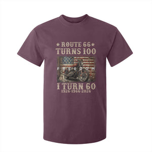 Route Highway 66 Turns 100 I Turn 60 T Shirt For Kid Vintage 1966 American Freedom Motorcycle Lover 60th Birthday Gift