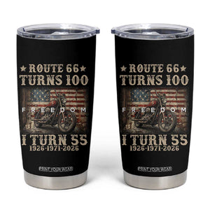 Route Highway 66 Turns 100 I Turn 55 Tumbler Cup Vintage 1971 American Freedom Motorcycle Lover 55th Birthday Gift