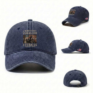 Route Highway 66 Turns 100 I Turn 55 Washed Cotton Baseball Cap Vintage 1971 American Freedom Motorcycle Lover 55th Birthday Gift