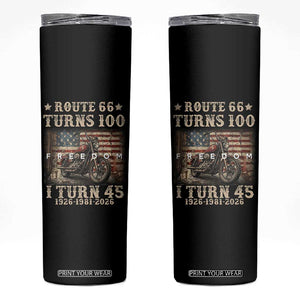 Route Highway 66 Turns 100 I Turn 45 Skinny Tumbler Vintage 1981 American Freedom Motorcycle Lover 45th Birthday Gift