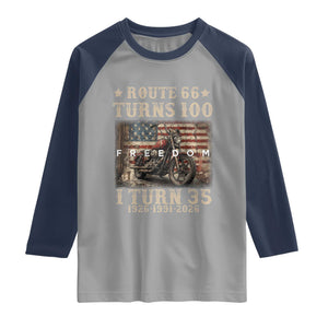 Route Highway 66 Turns 100 I Turn 35 Raglan Shirt Vintage 1991 American Freedom Motorcycle Lover 35th Birthday Gift