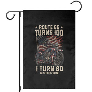 Route Highway 66 Turns 100 I Turn 80 Garden Flag Vintage 1946 American Classic V-Twin Motorcycle Lover 80th Birthday Gift