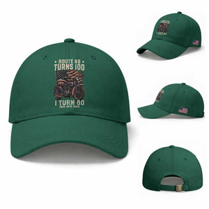 Route Highway 66 Turns 100 I Turn 80 Baseball Cap Vintage 1946 American Classic V-Twin Motorcycle Lover 80th Birthday Gift